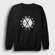Presmono Unisex Symbols Logo Exo Sweatshirt Siyah