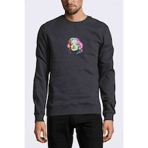 Marilyn Monroe Artistic Baskılı Füme Antrasit Erkek Örme Sweat