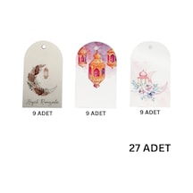 3lü Ramazan Temalı Hediye, Tebrik Kartı Seti, Delikli Ambalaj Paketleme Etiketleri, 4.5x7.5 Cm, 27 A
