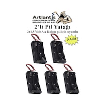 2 Li Pil Yatağı Deney 5 Adet Pil Yuvası Pil Kutusu Aa Kalem Kalın Pil 2x1,5 Volt Yaylı Pil Yuvası