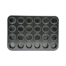 24 Gözlü Metal - Siyah Düz Muffin - Kek Kalıp 5468 Çok Renkli