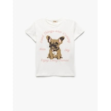 Koton Ekru Kız Çocuk T-shirt 5skg10256ak Ekru
