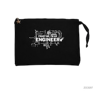Zepplin Giyim Mühendis Trust Me Siyah Clutch Astarlı Cüzdan / El Çantası Siyah