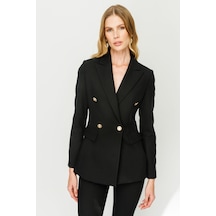 Ekol Kadın Düğmeli Blazer Ceket 4201 Siyah