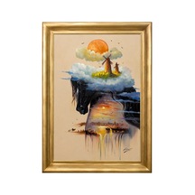 Yel Değirmenleri Ve At Figürlü Modern Sanat Tablosu