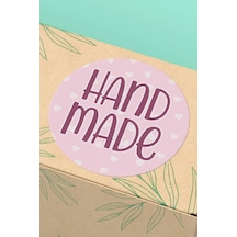 Pembe Kalpli Hand Made Sticker 3x3cm St2349 Çok Renkli