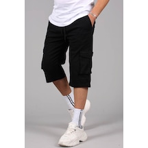 Madmext Siyah Gabardin Kargo Cep Erkek Kapri Şort 5754