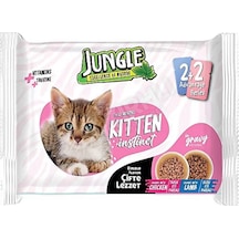 2 Adet Jungle Çift Lezzet Pouch Yavru Kedi Maması Tavuk - Kuzu Etli 100 Gr