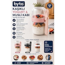Kaşıklı Yoğurt Ve Musli Kabı 500 Ml Sızdırmaz Kapaklı Taşınabilir Kahvaltılık Ve Atıştırmalık Saklama Kabı Çok Renkli