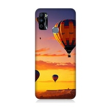 İnfinix Hot 9 Uyumlu Gün Batımında Balonlar Desenli Silikon Kılıf Çok Renkli