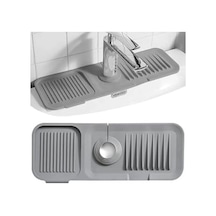 Antrasit Elastik Musluk Matı Su Tutucu Düzenleyici Kaydırmaz Taban Organizer Mutfak Banyo Lavabo Altın