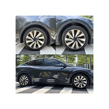 Red Lion Parts Tesla Model Y Juniper 2025+ Uyumlu 19 İnç Uberturbine Stil Jant Kapağı Seti - Gümüş & Siyah