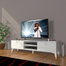 Decoraktiv Eko 140 Mdf Dvd Gold Tv Ünitesi Tv Sehpası - Parlak Beyaz Parlak Beyaz