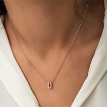 Casera's Gümüş Rose 3 Boyutlu Ü Harf Kadın Kolye Csr2183781 Gümüş