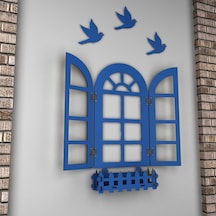Ahşap Alaçatı Mavi Panjur Pencere