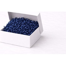 Beyaz Karton Takı Kutusu 9,5x9,5x2 Cm Kapaklı Model 5 Adet + Lacivert Kırpık Kağıtlı