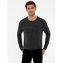 Pierre Cardin Gri Melanj Slim Fit Bisiklet Yaka Triko Kazak