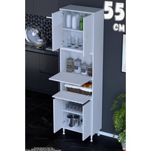 Derin 55 Cm 6 Kapaklı Çok Amaçlı Mutfak Kiler Dolabı Organizer Banyo Çocuk Odası Boy Dolabı Beyaz