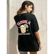Adrift Karikatür Ve Grafik Tasarım Oversize T-shirt Cartoon/letter Serisi Kod828 Siyah