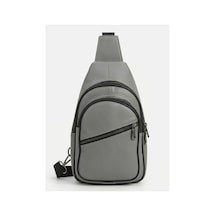 Levano Leather %100 Hakiki Dana Derisi Renkli Göğüs Çantası Çok Bölmeli Çapraz Body Bag & Omuz Çantası 32x20 Cm Gri