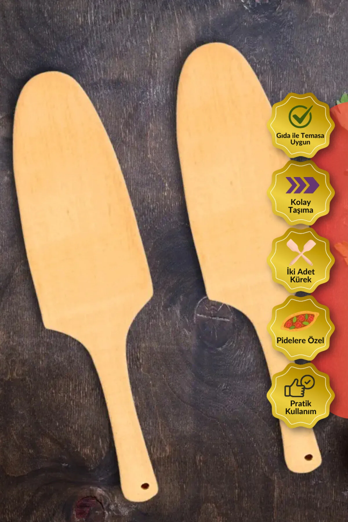 Ahşap Pide Küreği 2 Li Set Taş Fırın Ve Ankastre Fırınlarda Kullanıma Uygun, Dayanıklı Ahşap