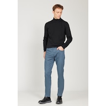 AC&Co / Altınyıldız Classics Erkek Indıgo Slim Fit Dar Kesim 5 Cepli Desenli Pamuklu Pantolon İndigo