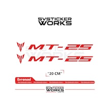 Yamaha Mt-25 Uyumlu Yazı Sticker Yüksek Kalite Özel Kesim Folyo 2'li Set Kırmızı