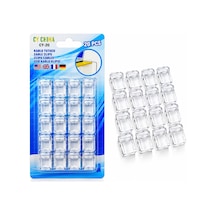 İbico İ10-014 Cy-20 Kablo Tutucu Klips 20 Adet İnce Kablo Yapışkanlı Şeffaf Plastik Mika Kristal - 20'li Paket