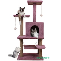 Nursoft Violet Salıncaklı Yuvalı Lüx Kedi Tırmalama Oyun Evi - Nursoft Y-01
