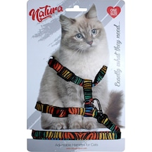Natura Yetişkin Kedi Bel Tasması - Gökkuşağı Zebra