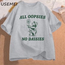 Flood Of Style Tüm Oopophiçbir Sies Yalar Komik Rakun Meme T Shirt Pamuk Erkek T Shirt Rahat Kısa Kollu Unis Gri