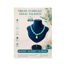 Firuze Turkuaz Doğal Taş Kolye 10 Mm 42 Cm Kadın Sevgiliye Hediye Mavi Mavi