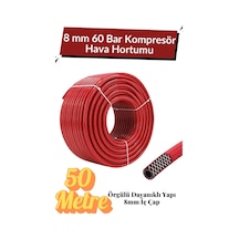 50 Metre Kompresör Hava Hortumu 8 Mm Termo Hortum Kırmızı Thermo Hortum Basınca Dayanıklı Hortum