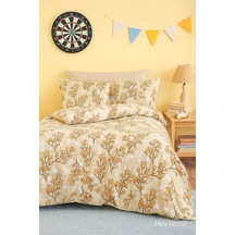 Sarı Yaprak Desenli Pamuklu Tek Kişilik Nevresim Takımı Sarı