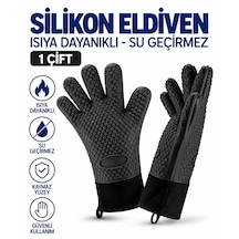 Silikon Eldiven - 1 Çift - Isıya Dayanıklı - Su Geçirmez Siyah