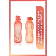 Eco Şişe Kolay Kapak Suluk Ve Matara Pembe Ve Turuncu 2'li 500ml Pembe-turuncu