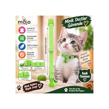Baron Pet Kedi Boyun Tasması Zilli Ayarlanabilir Güvenlik Tokalı Dokuma - Yeşil