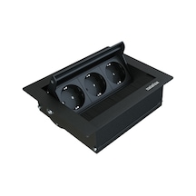 Metalline® Revo-line Dönmeli Masaüstü Priz Kutusu - Siyah