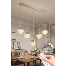 Güneş Model 5"li Gümüş 3 Renk Modu Yemek Masası Oturma Çocuk Yatak Odası Modern Ledli Avize