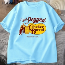 Flood Of Style Erkek Tişört Erkek Pamuk T Shirt Grafik Tee Baskı Rahat O Boyun Streetwear Erkekler Giysiler Mavi