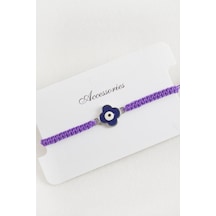 Çiçek - 860 - Makrome Örgülü - Nazblsmm - Bileklik Mor