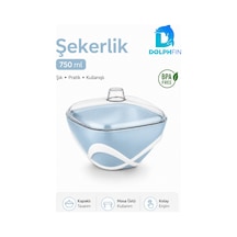 Dolpfin 750 Ml Kapaklı Şekerlik Siyah Beyaz Masaüstü Toz Ve Küp Şeker Kabı Bpa İçermez Mavi