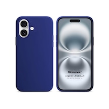 İphone 16 Uyumlu Lacivert Kadife İç Yüzeyli Silikon Telefon Kılıfı