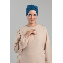 Hürrem Bone Petrol Mavisi Pratik Hazır Geçmeli Fiyonklu Bone Sandy Çift Taraflı Çapraz 3007b 17 Petrol Mavisi