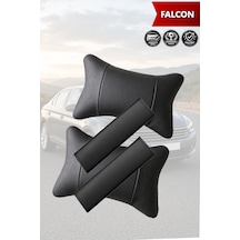 Falcon Uyumlu Siyah Set Lüks Deri Kemer Koruyucu Deri Yastık