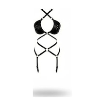 İkikareshop Siyah Body Harness Deri Çapraz Bağlamalı Tam Vücut Aksesuarı - Brf1409 Çok Renkli
