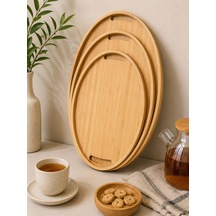 3 Lü Oval Bambu Tepsi, Servis Sunum Tepsi
