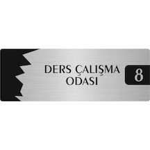 Metal Departman Kapı İsimliği, Yönlendirme Levhası Ders Çalışma Odası 8 7x20 Cm Gümüş Renk
