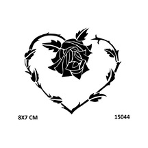 Airbrush Tattoo Kalp Ve Zarif Gül Stencil Süsleme Ve Boyama Kalıbı