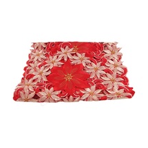 Xiaaokeji Noel İşlemeli Masa Örtüsü, Restoran Partisi İçin, 15x70 İnç Kırmızı